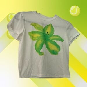 Summer Flower Print Short Sleeve Crop Tee